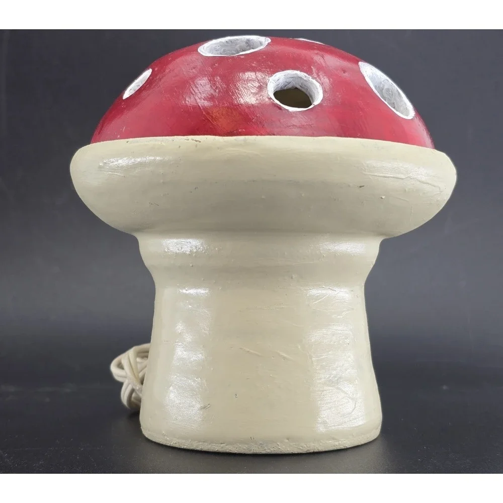 Vtg Toadstool Mushroom Table Lamp – Cozy Cottage Core Handmade Signed Artist